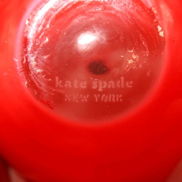 Kate Spade New York by Lenox Red Bud Vase with Gold Trim Glass Round - Picture 4 of 6